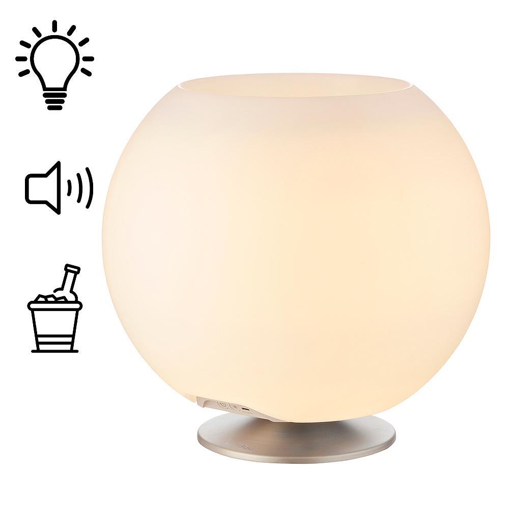 лампа, поставка за бутилки, Bluetooth колона Kooduu Sphere Silver, джаджи  

8