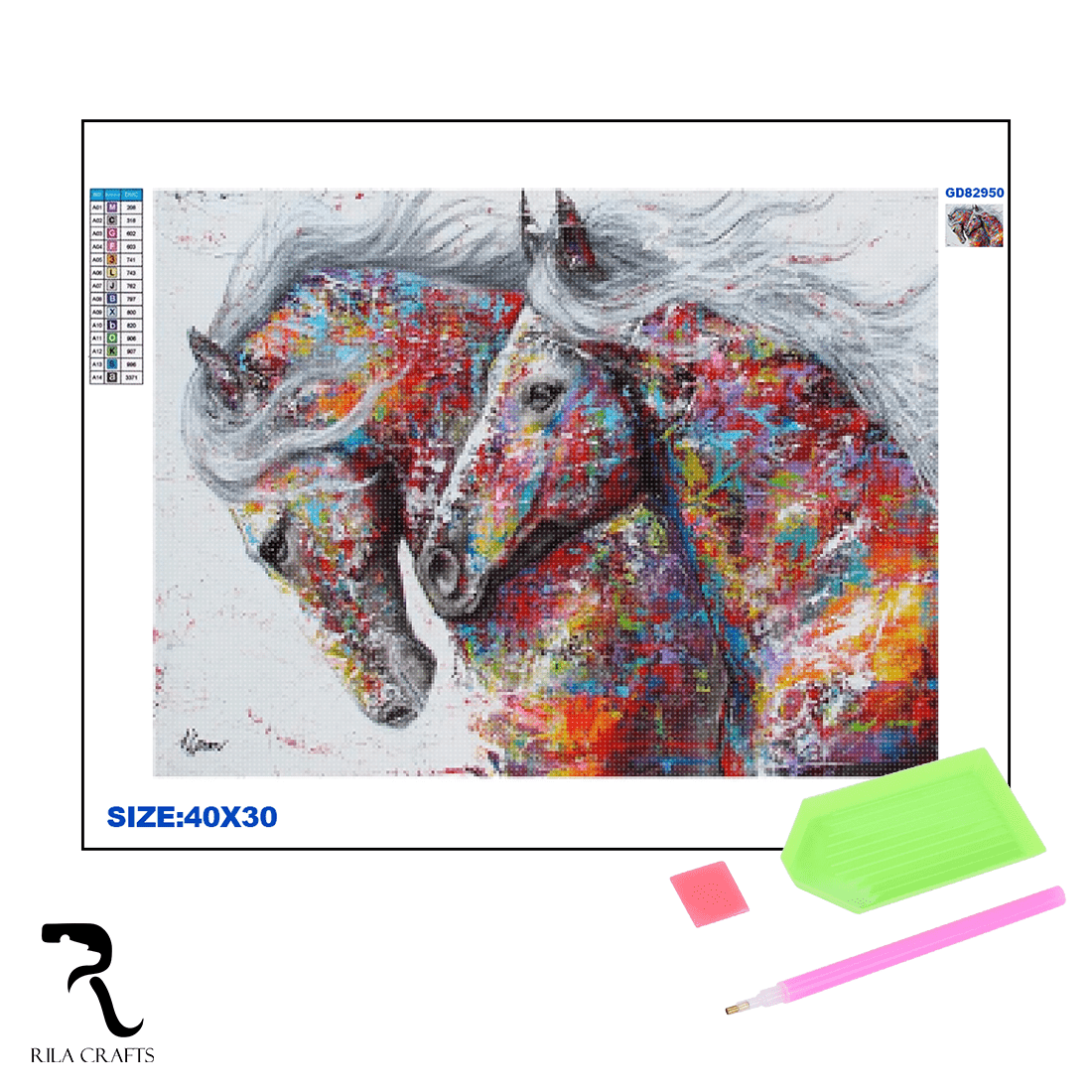 диамантена мозайка, гоблен, коне, 30х40 см, творчество, онлайн покупка

8.