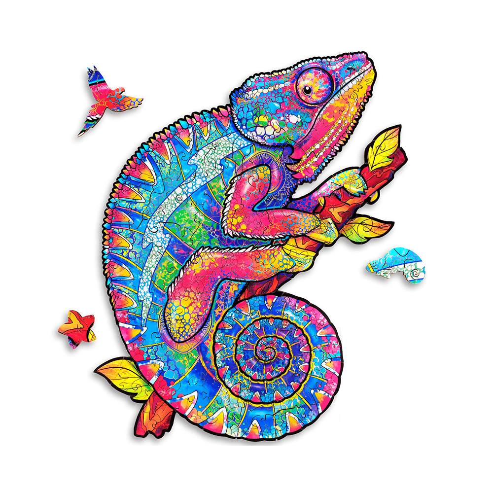 Дървен цветен пъзел под формата на Хамелеон Rila Crafts, Размер А3 — снимка