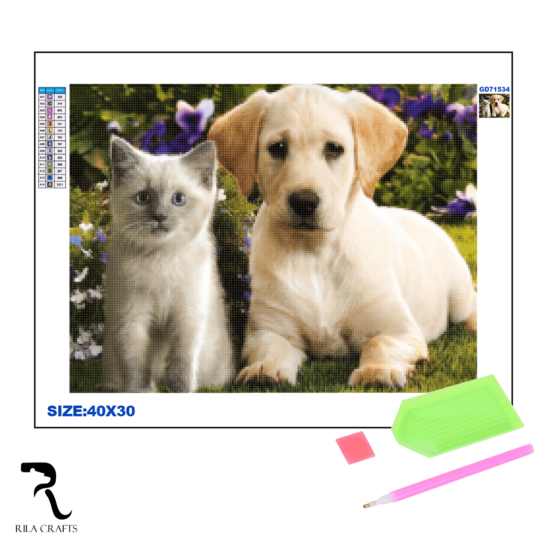 Диамантена мозайка – гоблен Rila Crafts, 30х40см, Домашни любимци — снимка