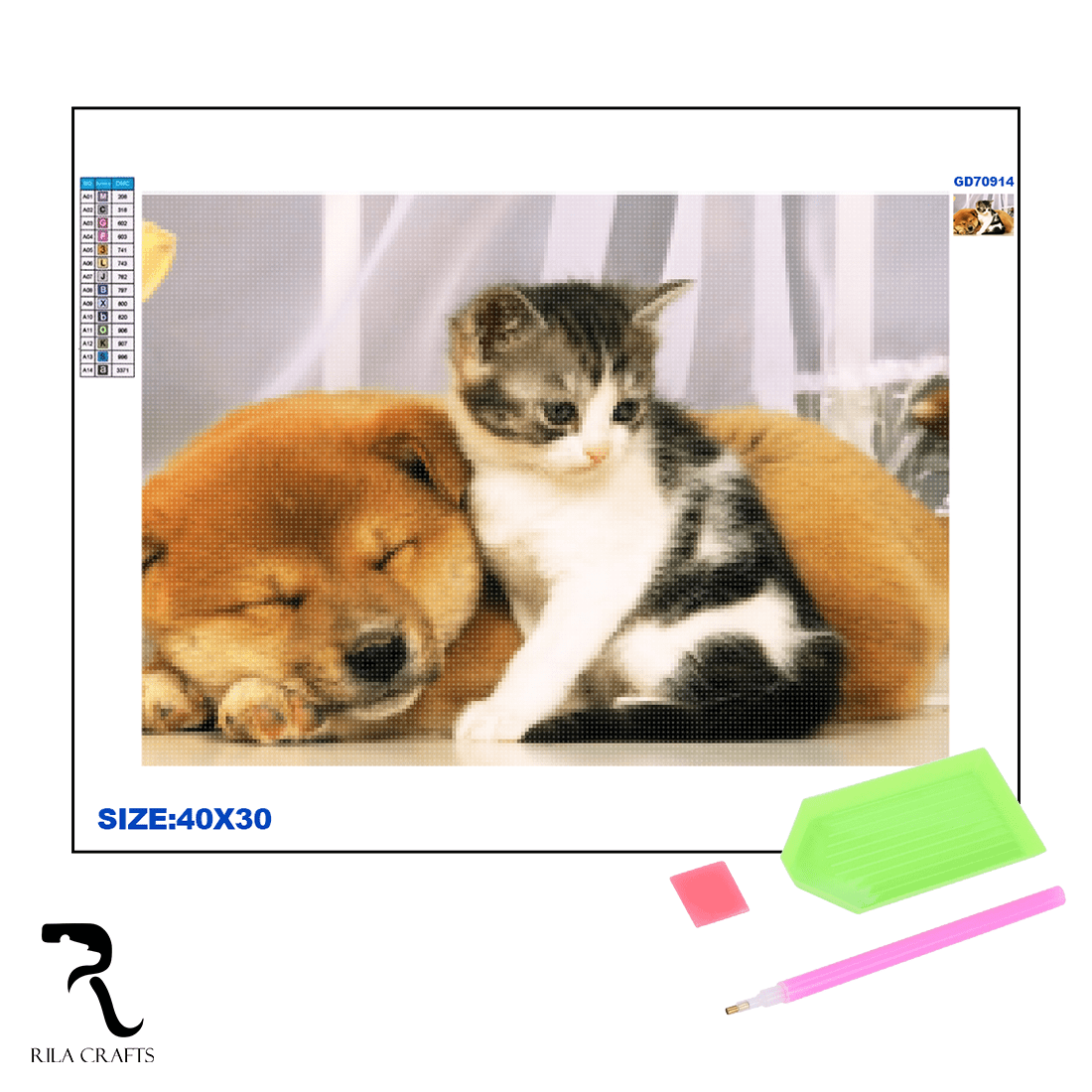 Диамантена мозайка – гоблен, 30х40см, Четириноги приятели — снимка