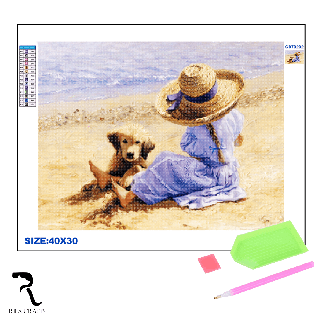 Диамантена мозайка – гоблен Rila Crafts, 30х40см, Жена на плажа — снимка