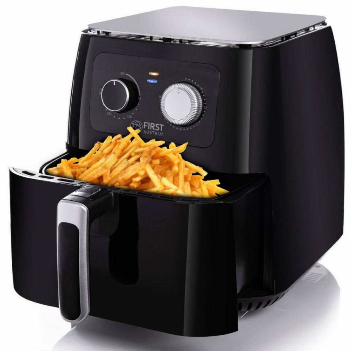 Фритюрник с горещ въздух First Austria FA-5053-1, 1700W, 6.2 литра, Таймер 60 мин, до 200 C, Черен — снимка