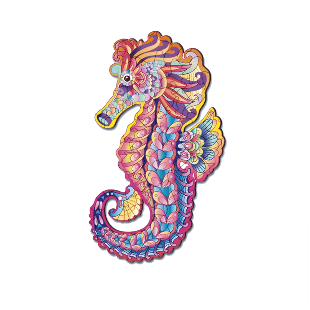 Дървен цветен пъзел под формата на Морско конче Rila Crafts, Размер А3 — снимка