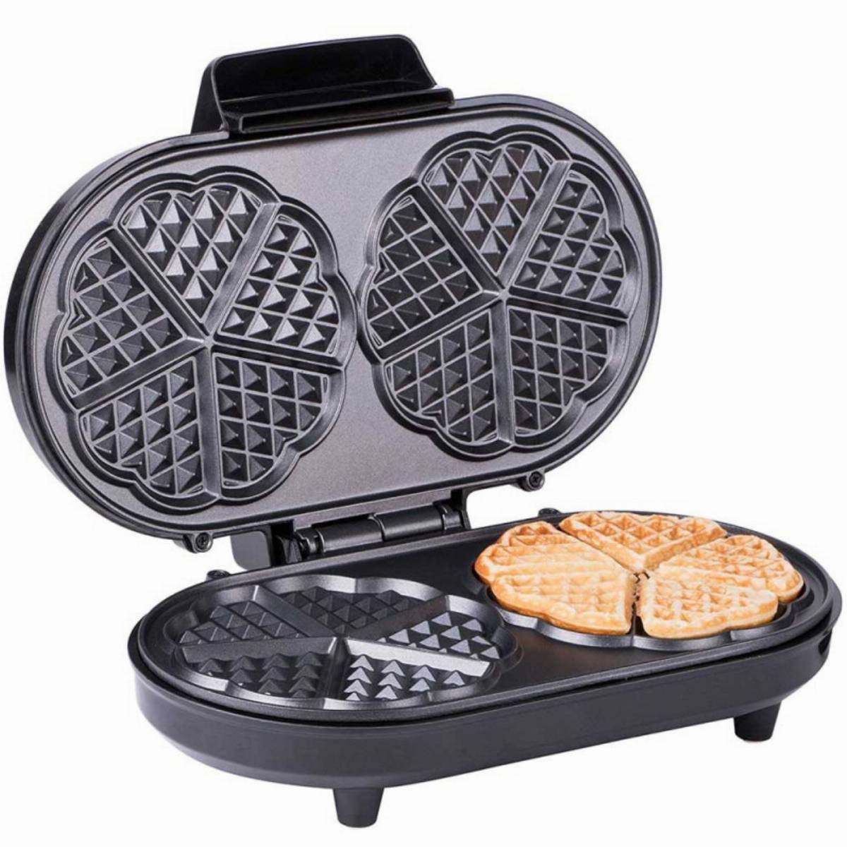 Гофретник двоен FIRST AUSTRIA FA-5305-2, 1000 W, Терморегулатор, Незалепващо покритие, Черен — снимка