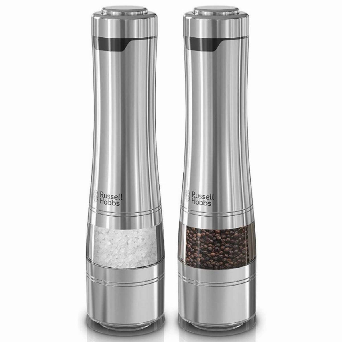 Електрически мелнички за сол и пипер Russell Hobbs Classics 23460-56, Керамичен механизъм, LED, Инокс — снимка