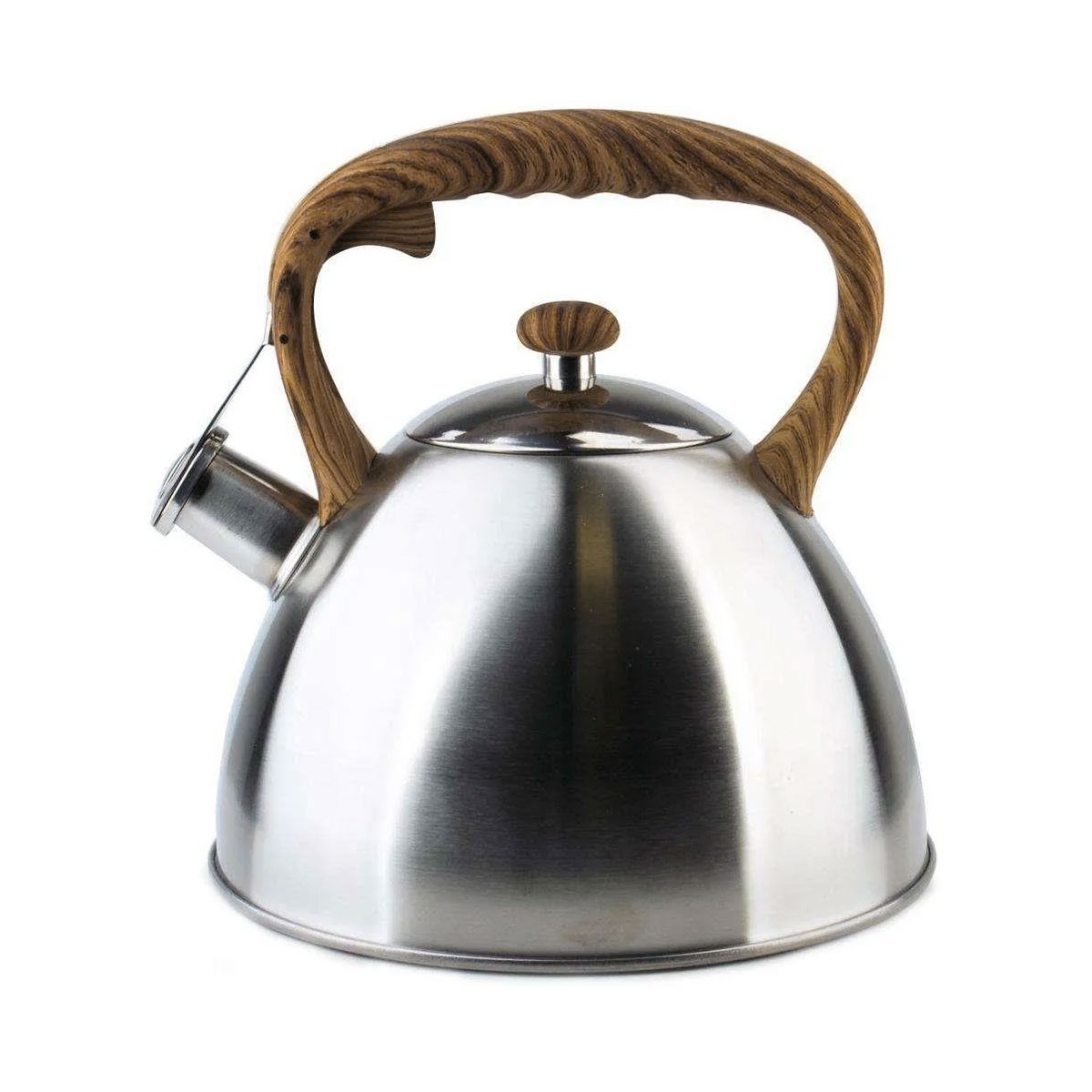 Свирещ чайник HausRoland HR739-12, 3 литра, Неръждаема стомана, Индукция, Инокс/Кафяв — продуктова снимка