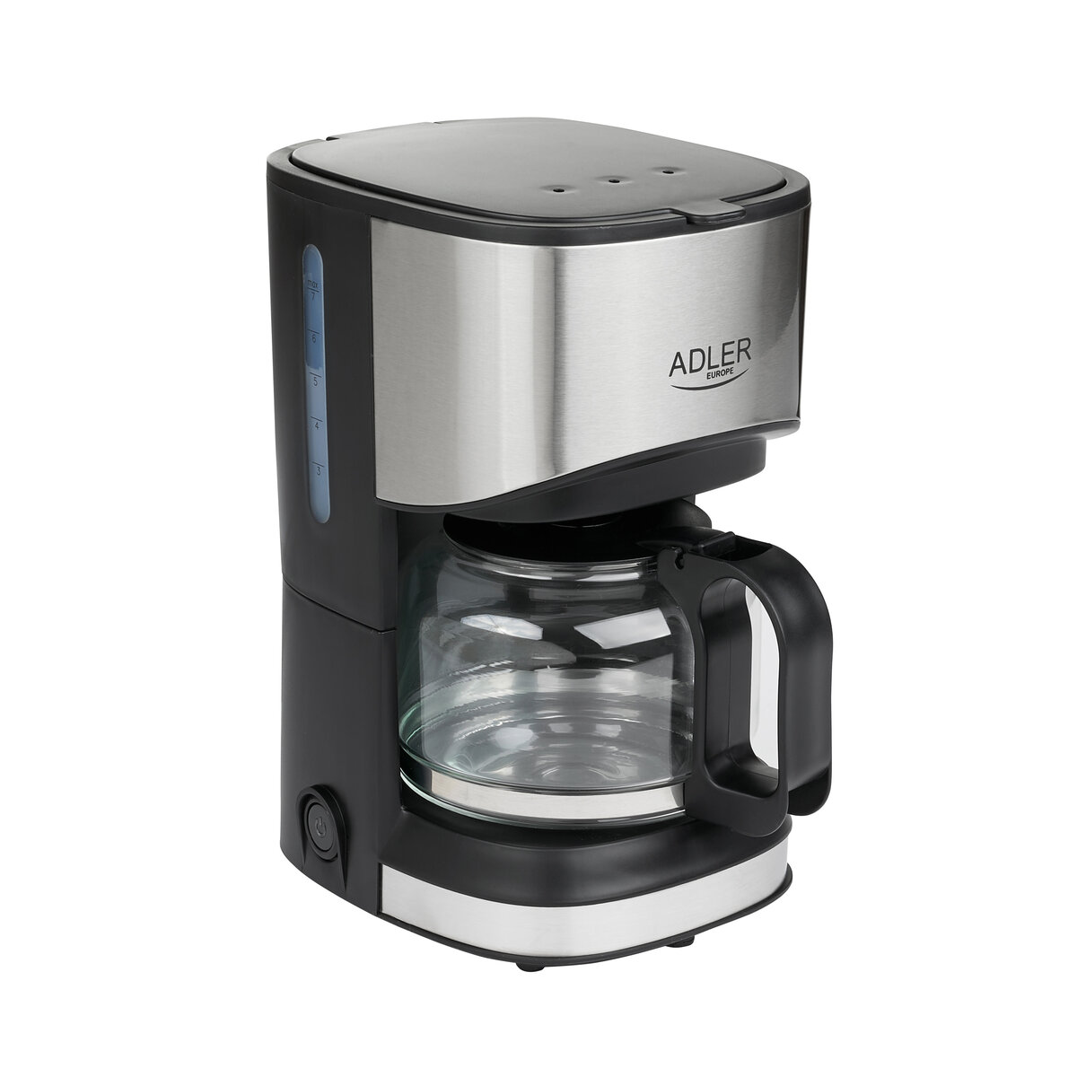 Кафемашина Adler AD 4407, 550 W, 0.7 л, Стъклена кана, Постоянен филтър, Черен/Инокс — снимка на продукта от Potrebno