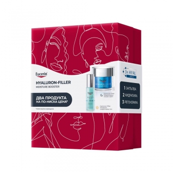 Хидратиращ гел и нощен крем ЕУЦЕРИН ХИАЛУРОН ФИЛЪР, грижа за кожата, комплект