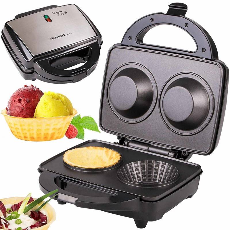 Уред за вафлени фунии First Austria FA-5304, 600W, 2 вафли, Незалепващо покритие, Черен — снимка