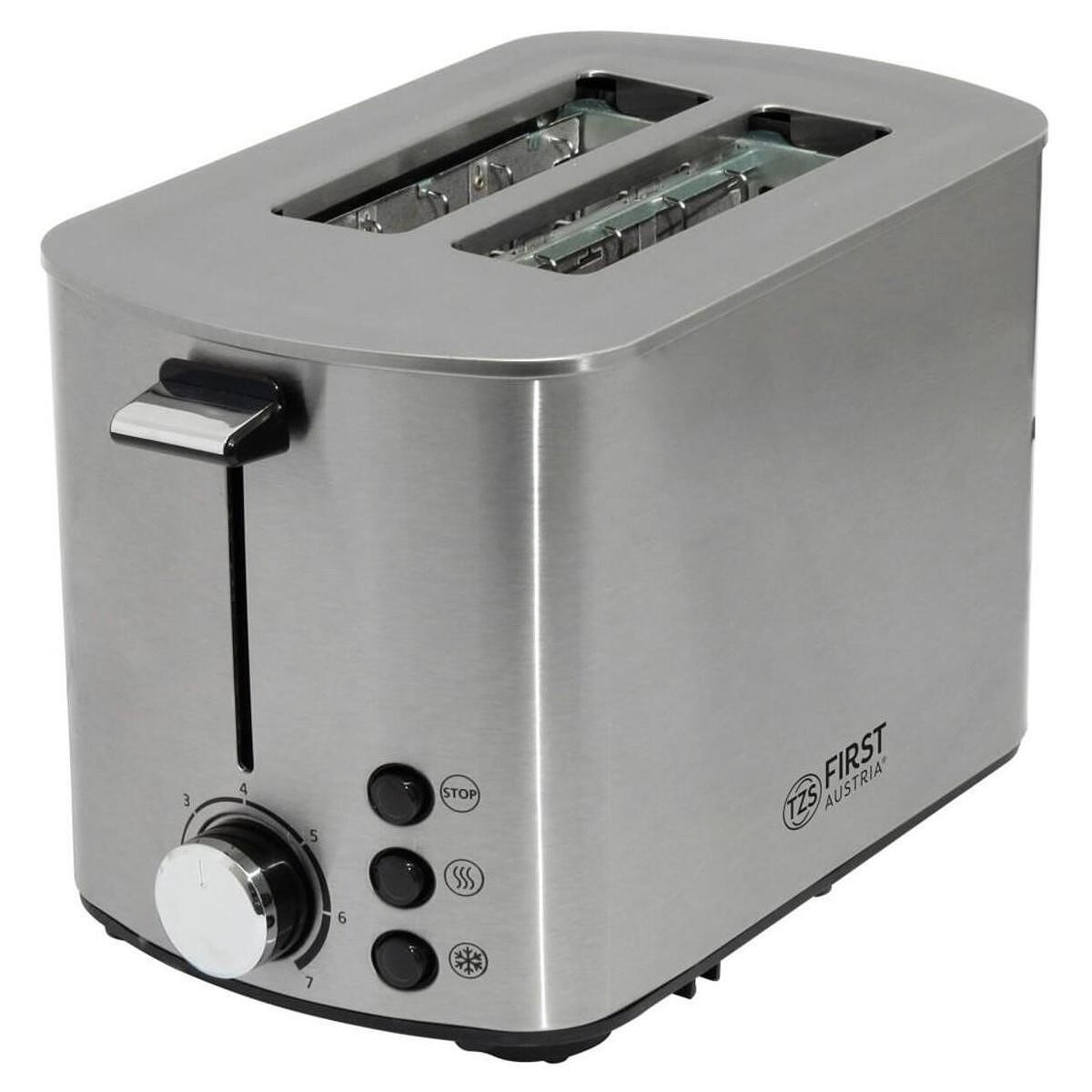 Тостер First Austria FA-5367-3, 850 W, За 2 филийки, XL отвор, Размразяване, Инокс от Potrebno — продуктова снимка