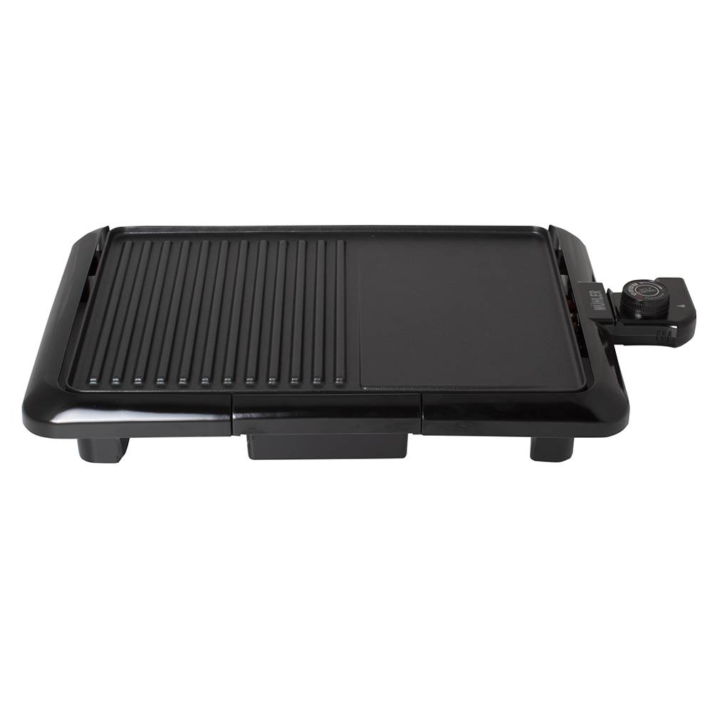 Електрическа скара Muhler MG-2536, 2000W, 2 зони на печене, Незалепващо покритие, 25х36см, Термостат, Черен — снимка