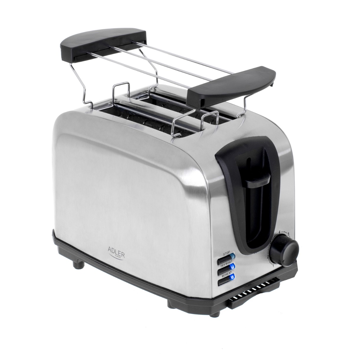 Тостер с решетка за хлебчета Adler AD 3222, 2 филийки, 1000W, 7 настройки, инокс от Potrebno — продуктова снимка