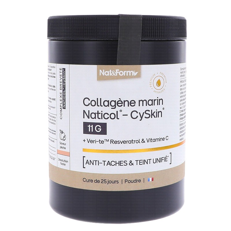 Снимка на Хидролизиран морски колаген Naticol® - CySkin® + L-цистеин, транс-ресвератрол и витамин С, 365 g прах, NatForm, цена 52.20 лв