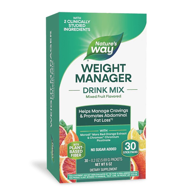 Формула за контрол на апетита, теглото и коремните мазнини - Weight Manager - 30 сашета с плодов вкус от Natures Way — продуктова снимка