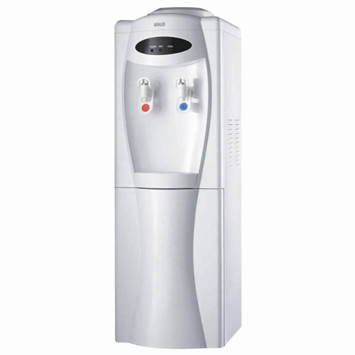 Диспенсър за вода Muhler WD-20ES, Затопляне 420W, Охлаждане 65W, Електронен, 15-90C, Бял — снимка
