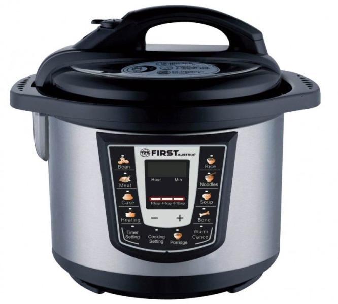 Снимка на Мултикукър под налягане First Austria FA-5130, 1000W, 6 литра, 12 програми, Таймер, Отложен старт, Незалепващ съд, Инокс, Potrebno, цена 32.66 лв