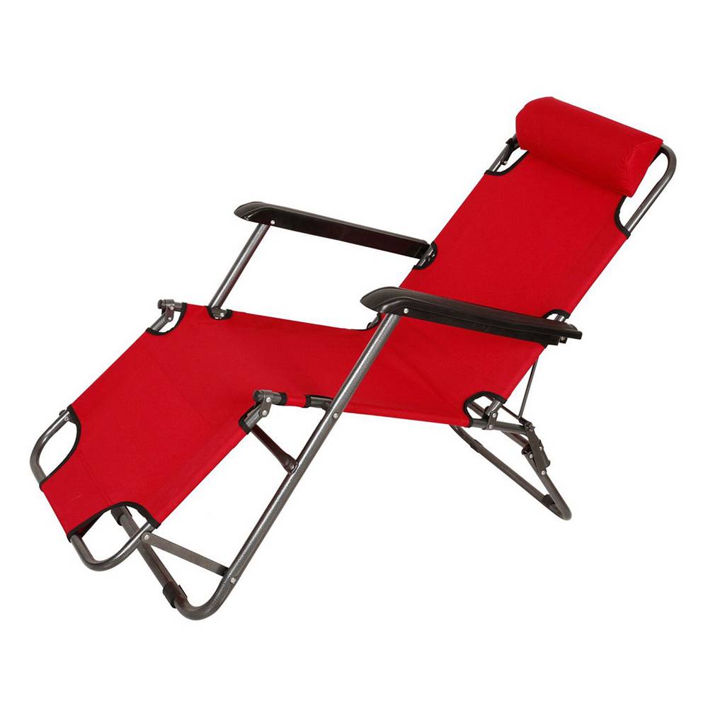 Сгъваем шезлонг Muhler C2078, 153х60х78см, до 100 кг, PVC полиестер, червен — снимка на продукта от Potrebno