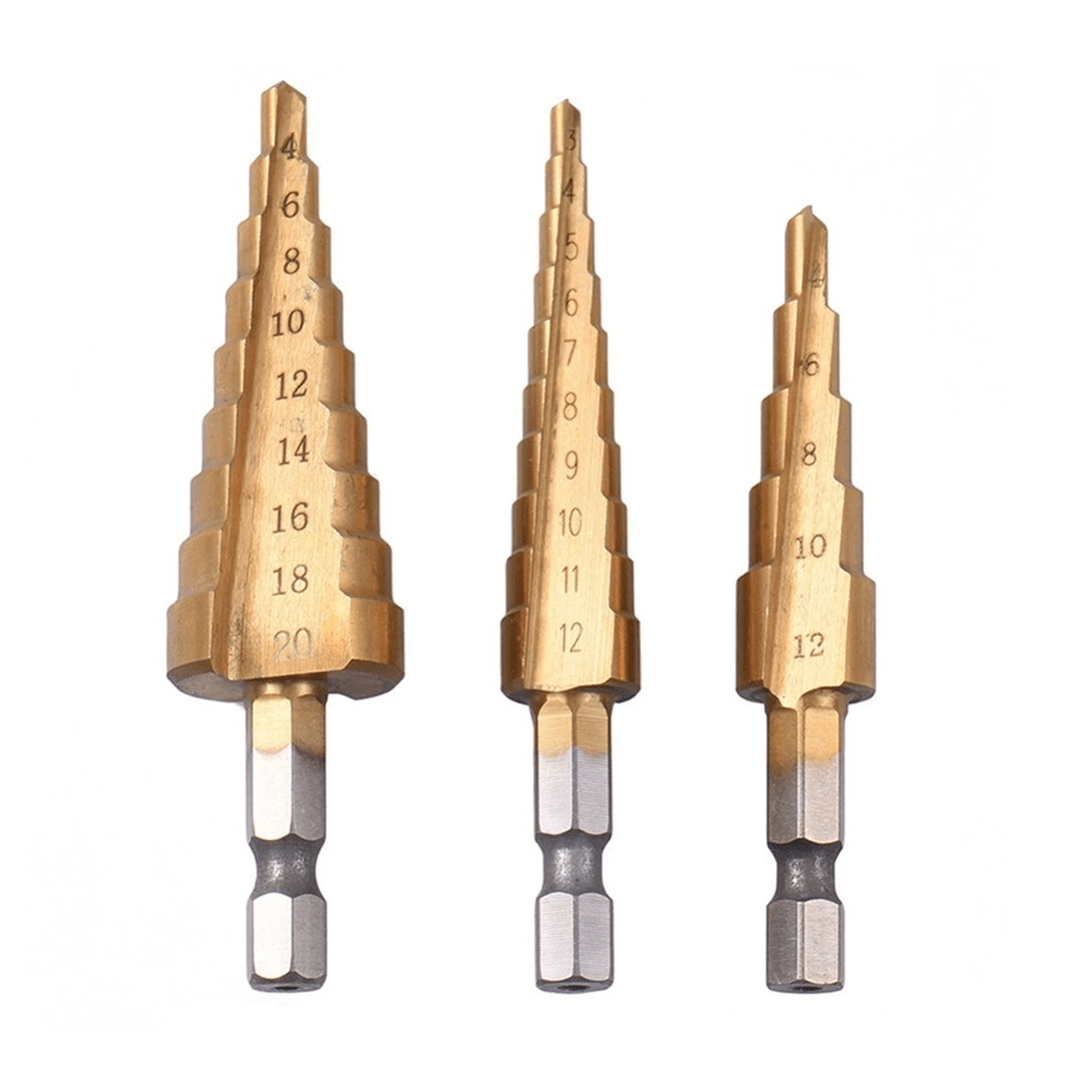 Комплект 3 бр. Конусни Свредла за Пробиване (4-20мм; 4-12мм; 3-12мм) — продуктова снимка