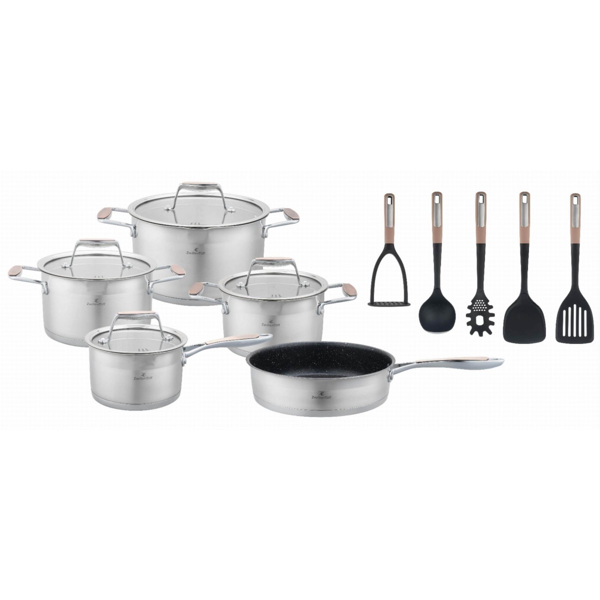 Готварски съдове Zilner ZT-33252 с инокс и стъклени капаци  

9