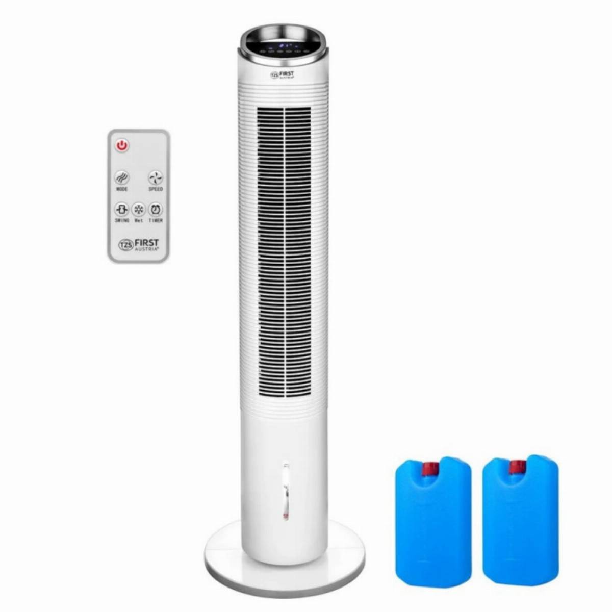 Вентилатор кула и въздушен охладител 2в1 First Austria FA-5560-4, 60W, 3 скорости, Тъч панел, Дистанционно, Таймер 12 часа, Бял от Potrebno — продуктова снимка