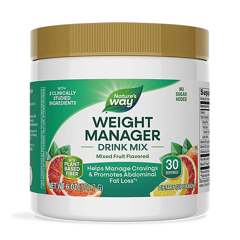 Формула за контрол на апетита, теглото и коремните мазнини - Weight Manager 170.7 g прах, с плодов вкус от Natures Way — продуктова снимка