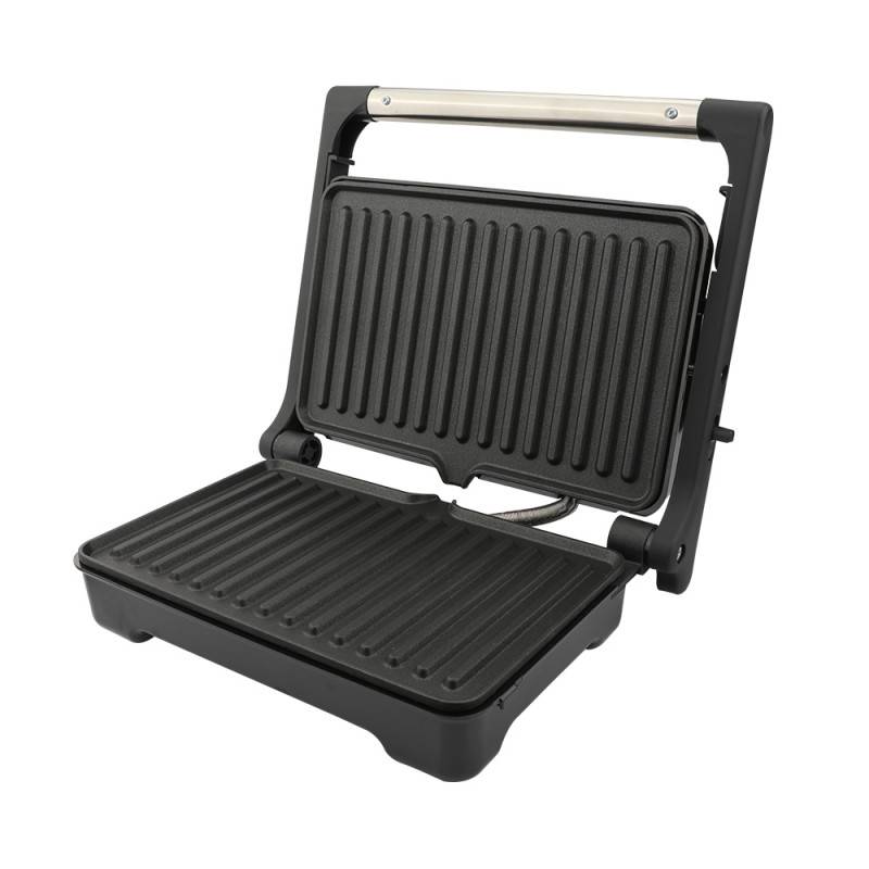 Грил скара Rosberg R51442I, 1500W, Отваряне на 180 гр, Незалепваща, Тава за мазнина, Инокс/черен от Potrebno — продуктова снимка