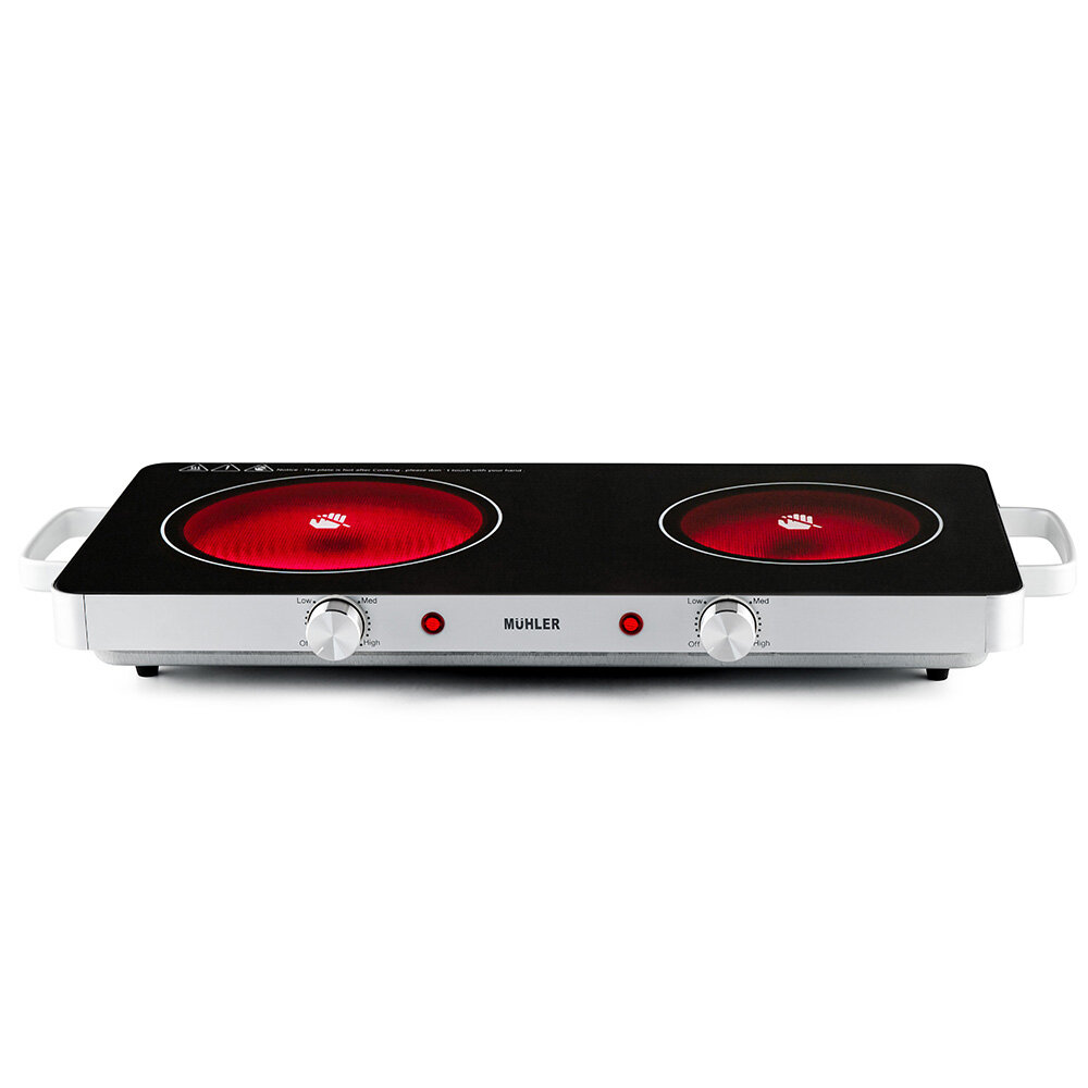 Двоен керамичен котлон Muhler MHP-2022IS, 2800W, Термостат, Инокс — снимка