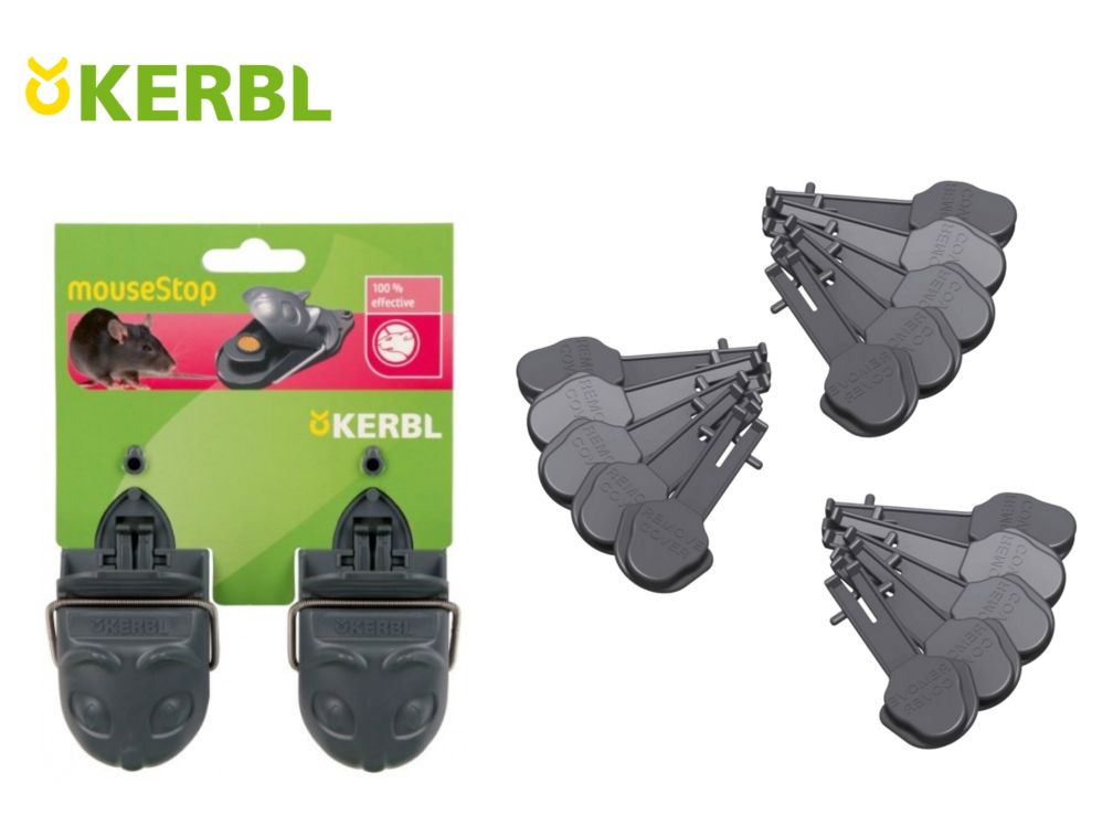 КОМПЛЕКТ: 2 бр. Капани за мишки с примамка mouseStop, Kerbl + 18 бр. Допълнителни примамки за Капани за мишки от Kerbl -  — продуктова снимка