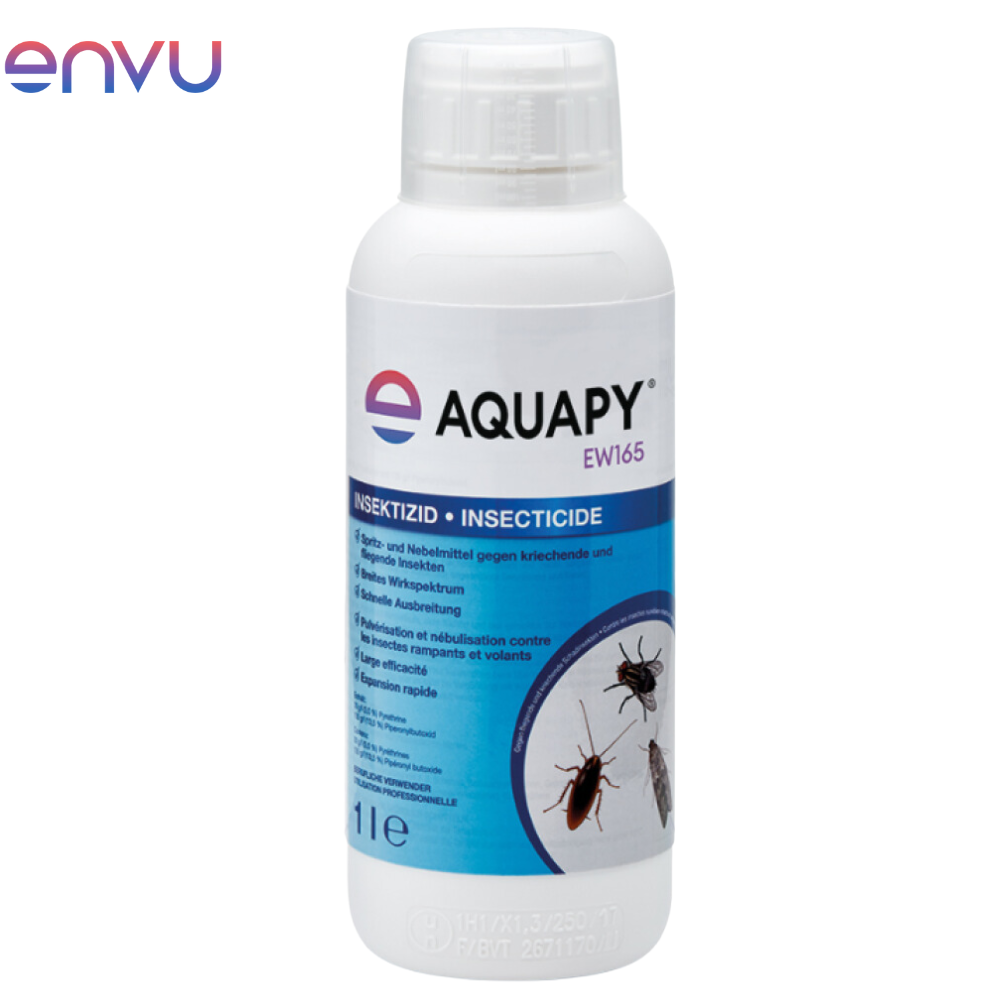 Аква ПИ (Aqua PY) препарат срещу мухи, комари, пеперуди, молци складови неприятели, мравки, бълхи, дървеници, хлебарки, тютюнев бръмбар и др. — снимка на продукта от Envu   BAYER