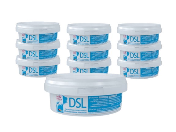 КОМПЛЕКТ: 10 бр HMI® BIOFORCE DSL 200 гр. Био отпушване, почистване и обезмирисяване на мазноуловители, канали в хотели, рестораннти, клиники ... — снимка на продукта от HMI - 