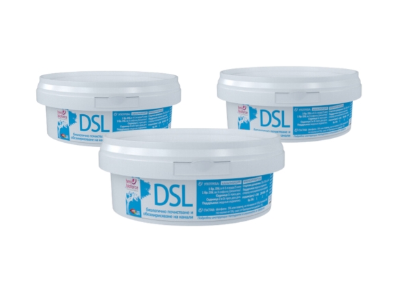 КОМПЛЕКТ: 3 бр HMI® BIOFORCE DSL 200 гр. Био отпушване, почистване и обезмирисяване на мазноуловители, канали в хотели, рестораннти, клиники ...