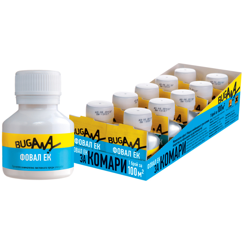 КОМПЛЕКТ - 10 бр. ФОВАЛ ЕК - 50 мл. Препарат за комари с дълготраен ефект  от BugAway — продуктова снимка