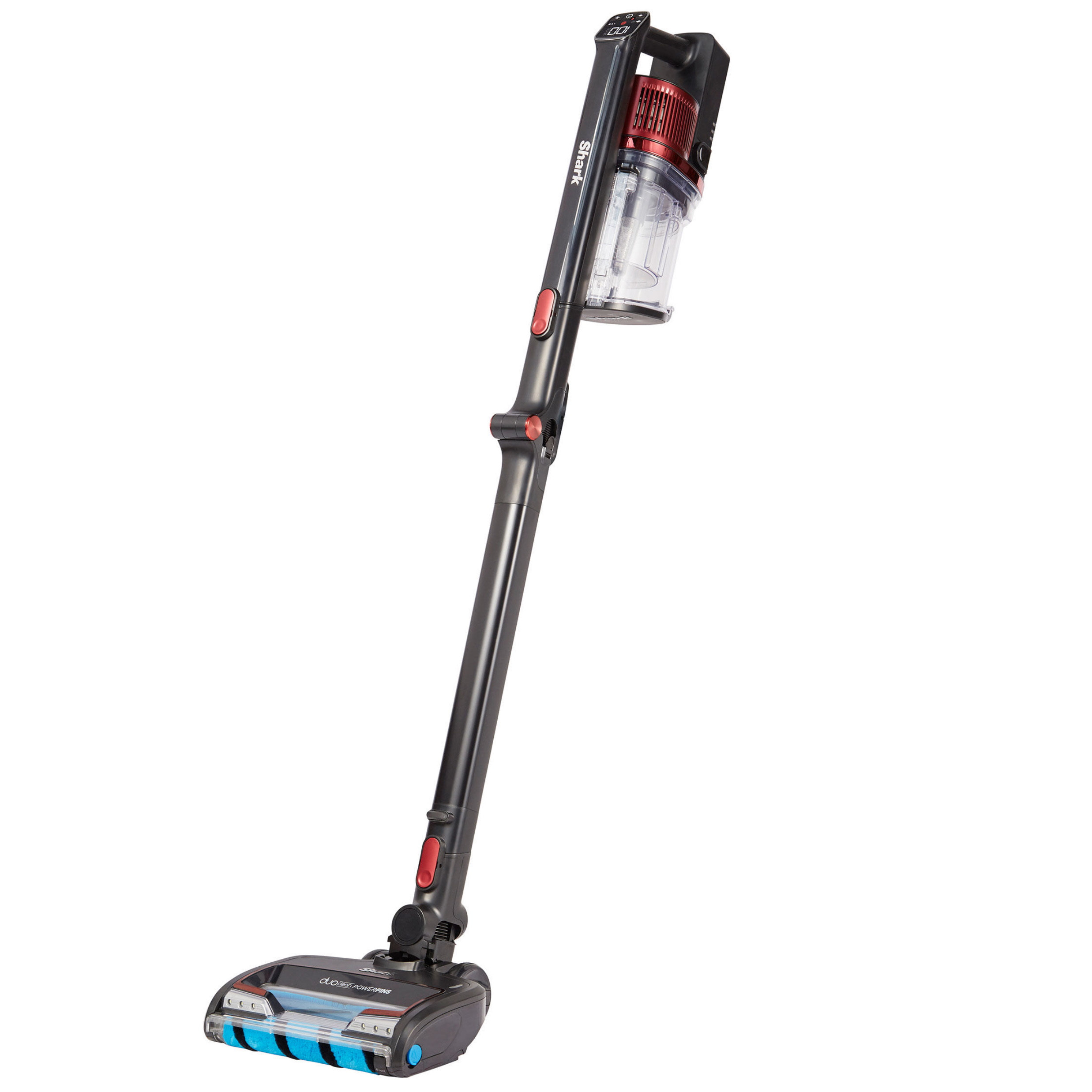 Снимка на Вертикална прахосмукачка Shark IZ300EUT, 309W, 0.7 л, 3 скорости, Автономност до 60 мин, HEPA, LED Smart дисплей, Светлина на четката, Черен/червен, Shark, цена 251.34 лв