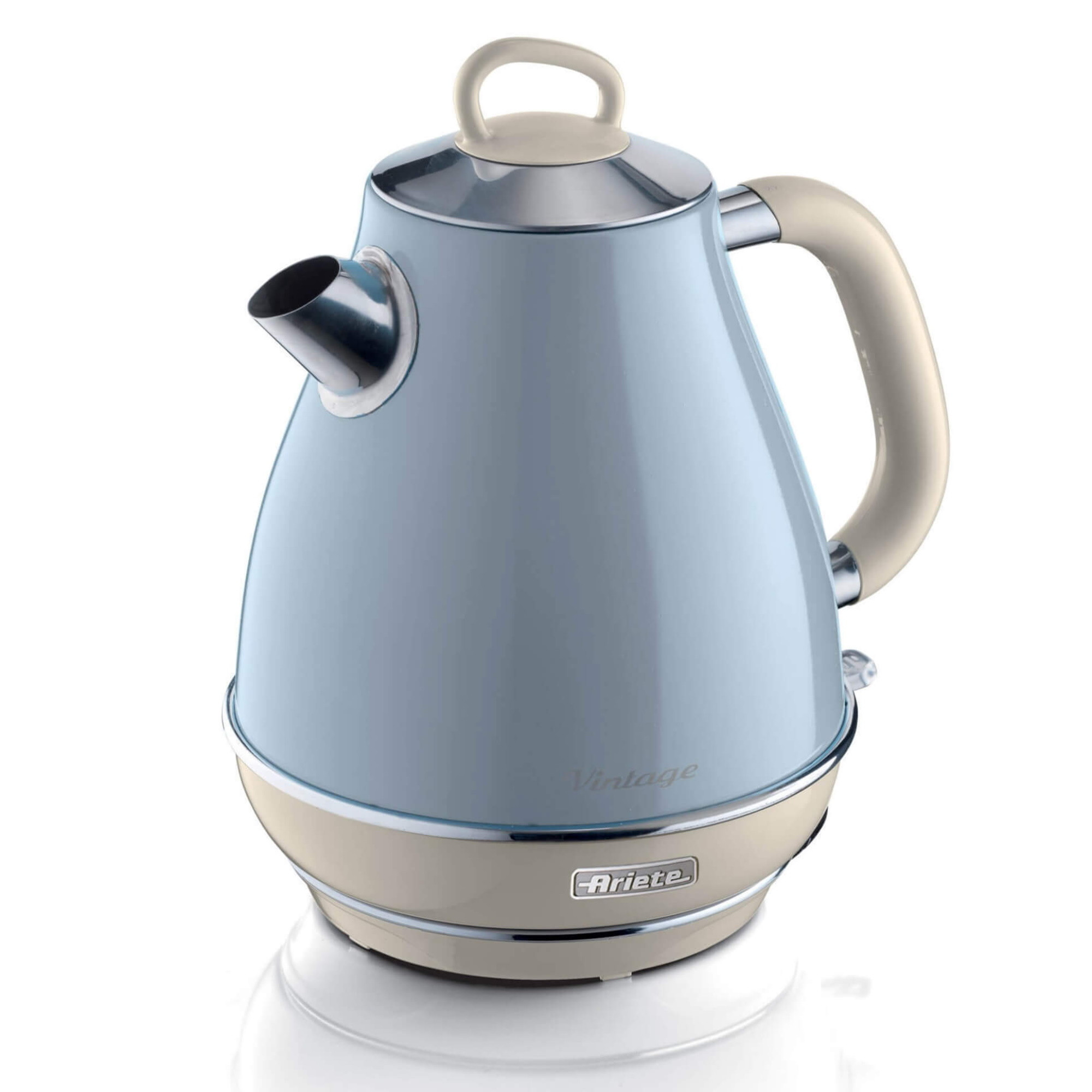 Електрическа кана VINTAGE 2869/05, 2000W, 1.7 л, Подвижен филтър, Прозорец за водата, 360C безжична основа, Син — снимка на продукта от Ariete