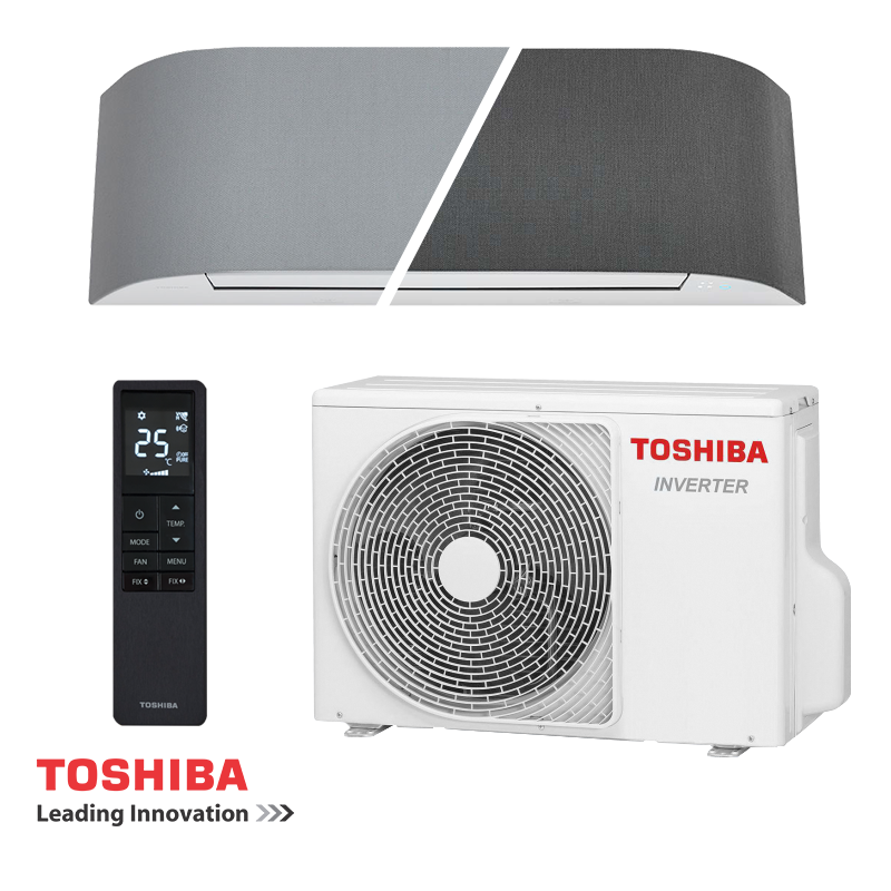Инверторен климатик Toshiba Haori RAS-B10N4KVRG-E/RAS-10J2AVSG-E1, 10000 BTU, 17 м2, A+++/A+++, Wi-Fi, R-32, Сив — снимка на продукта от Toshiba