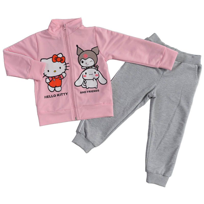 Модерен памучен детски комплект с цип Hello Kitty and Friends в розово — снимка на продукта от Sevtex