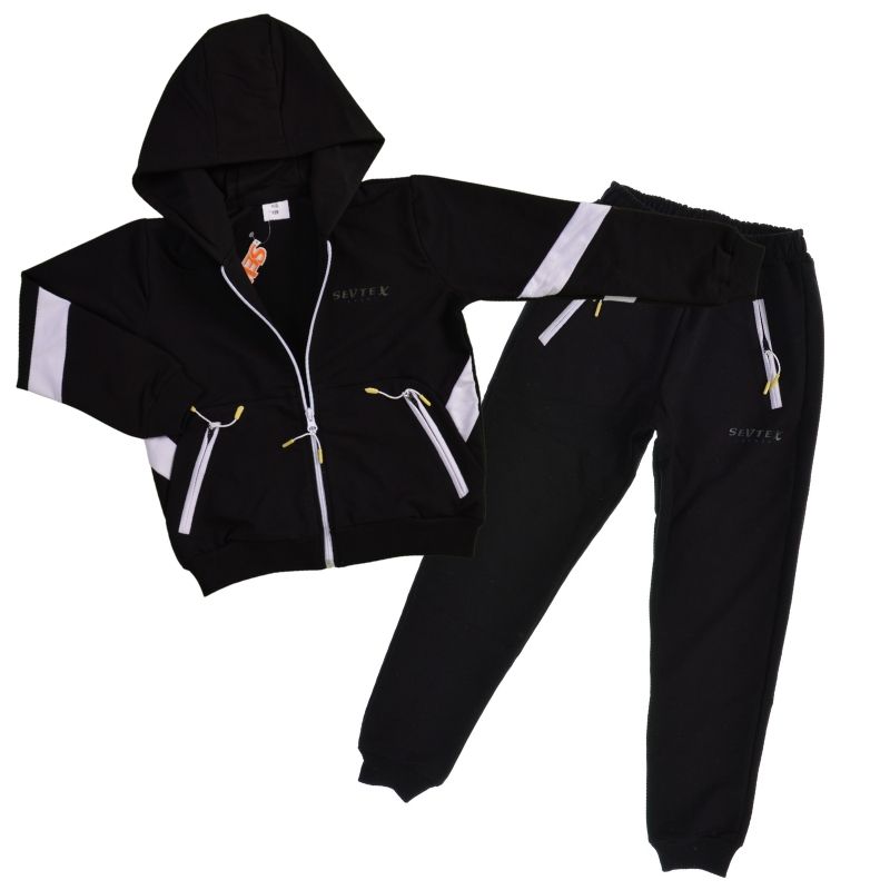 Памучен детски комплект с ципове Fashion Boy в черно — снимка на продукта от Sevtex