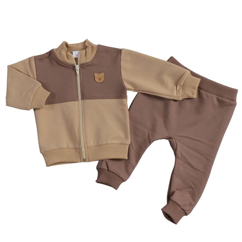 Памучен бебешки комплект Sweet Bear в бежово и кафяво — снимка на продукта от Svetli Baby