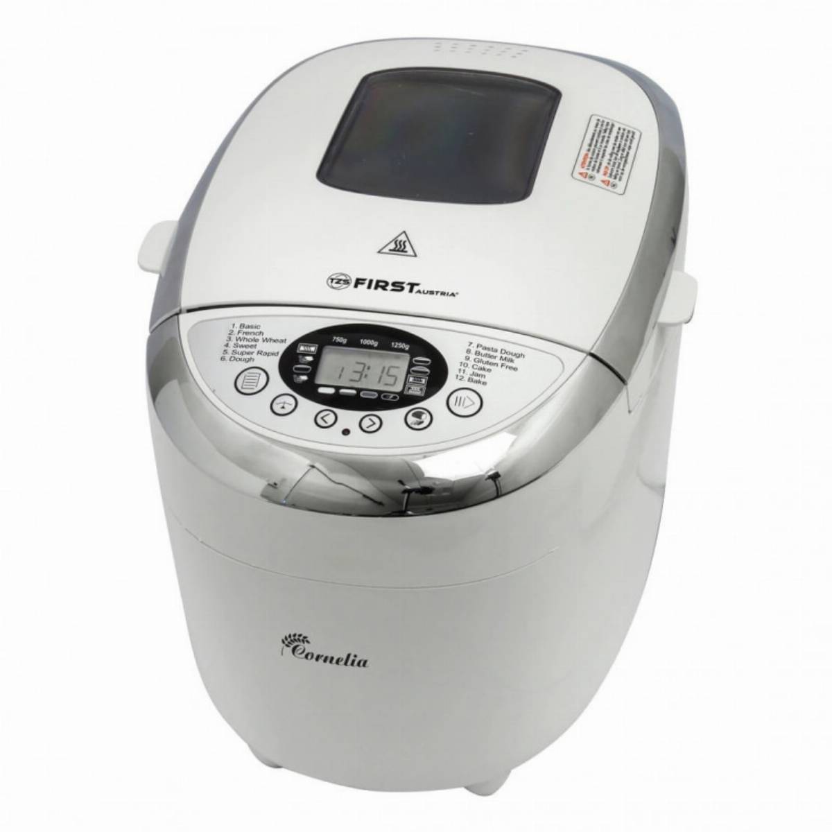 Снимка на Хлебопекарна с две бъркалки First Austria FA-5152-3, 850W, 12 програми, Безглутенов хляб, Бял, Potrebno, цена 31.95 лв