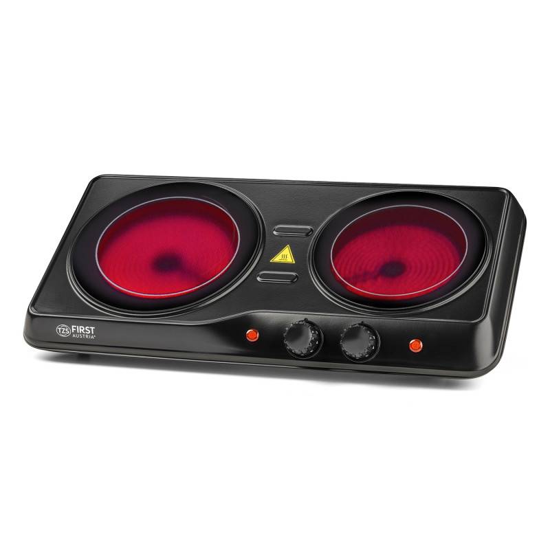 Двоен инфрачервен котлон First Austria FA-5097-2, 2000W, Термостат, Черен — снимка