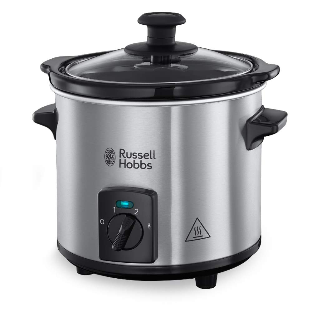 Снимка на Уред за бавно готвене Slow Cooker Russell Hobbs Compact Home 25570-56, 145W, 2 л, 3 темп. настройки, Керамичен съд, Без BPA и PFAS, Черен/инокс, Russell Hobbs, цена 21.58 лв