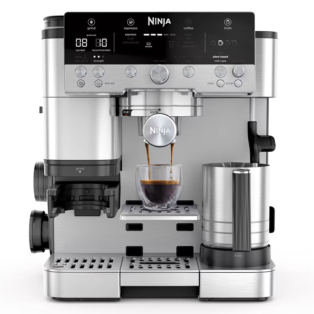 Кафеавтомат 3в1 Ninja Luxe Café Premier ES601EU, 1650W, 15 bar, 2 л, Barista Assist, Режим гореща вода, 4 режима, 3 темп. настройки, Инокс/черен от Ninja — продуктова снимка
