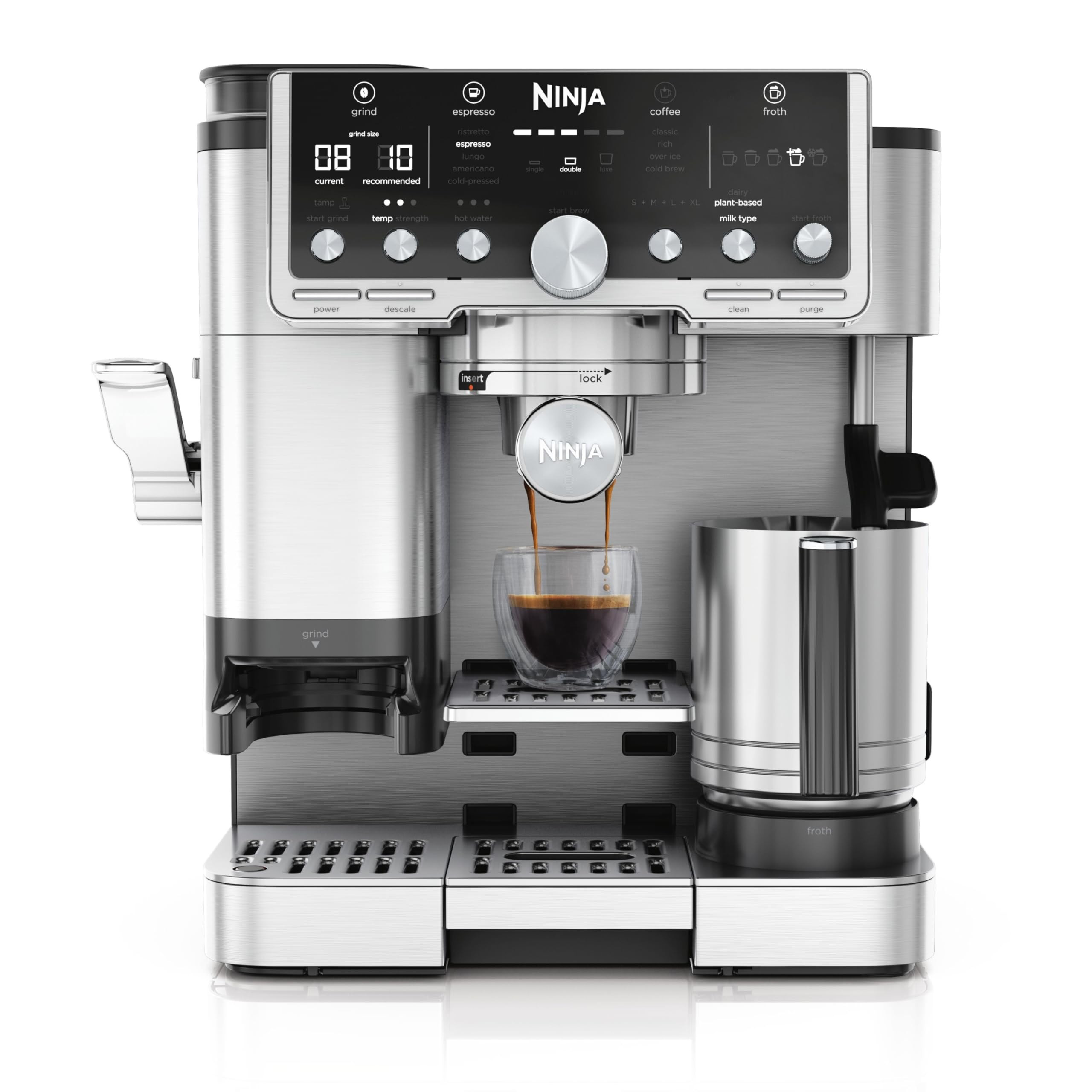 Снимка на Кафеавтомат 3в1 Ninja Luxe Café Pro ES701EU, 1650W, 15 bar, 250 г, 2 л, Barista Assist, 5 настройки пяна, 9 вида еспресо, Инокс, Ninja, цена 512.50 лв