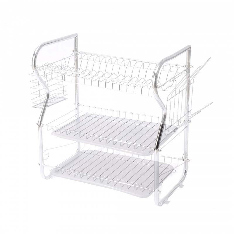 Сушилник за съдове Rosberg R53000O, 3 нива, Подвижни тави, Поставки за чаши и прибори — снимка