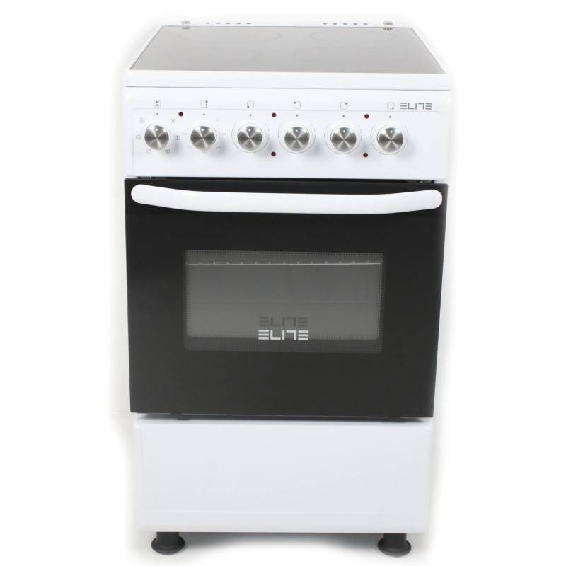 Електрическа готварска печка Elite EFC-2531, 6000 W, Керамичен плот, Ширина 50 см, 4 котлона, Термостат, Осветление, Бял — снимка