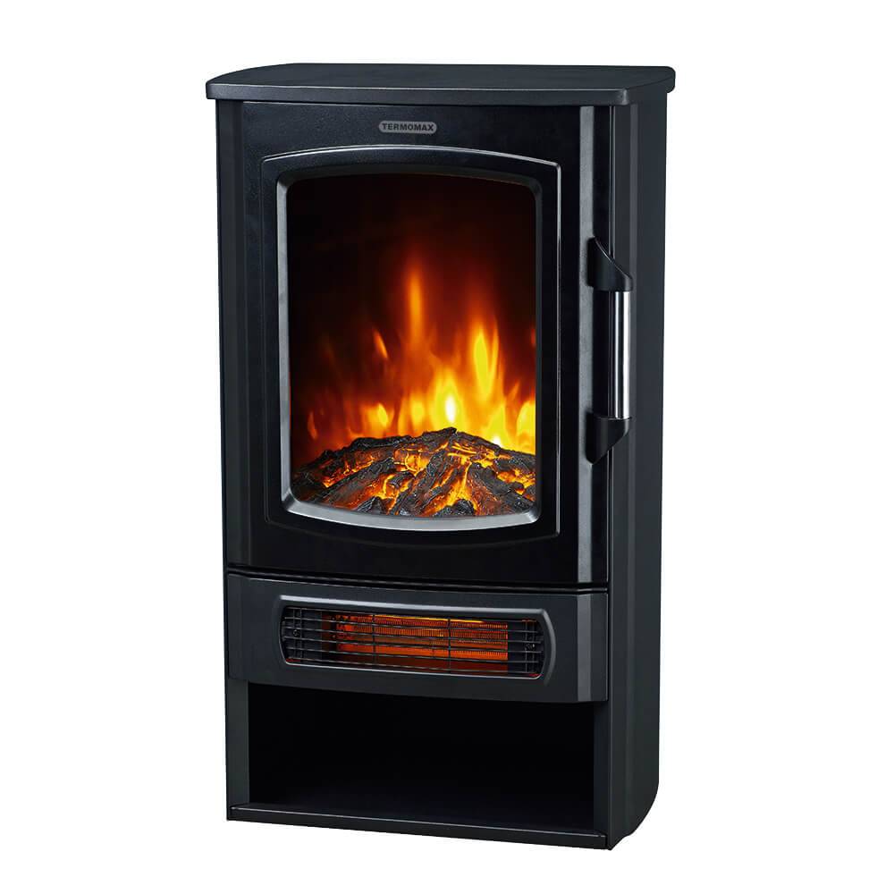 Електрическа камина Termomax TF277, 2000W, 2 степени, LED ефект, Термостат, Самоизключване, Черен — снимка