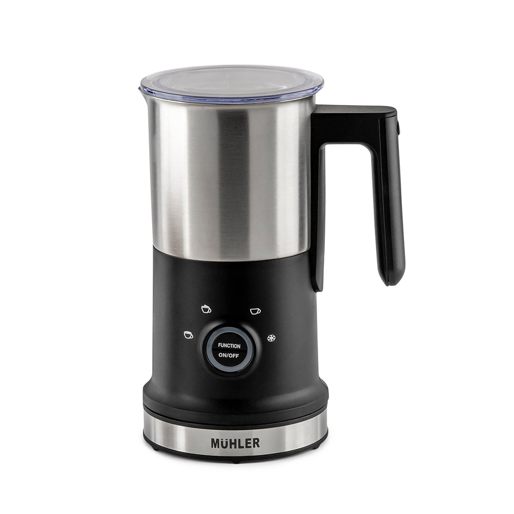 Уред за разпенване на мляко Muhler MFF-44S, 500W, 240 мл, Неръждаема стомана, Защитен капак, Черен/Инокс — снимка