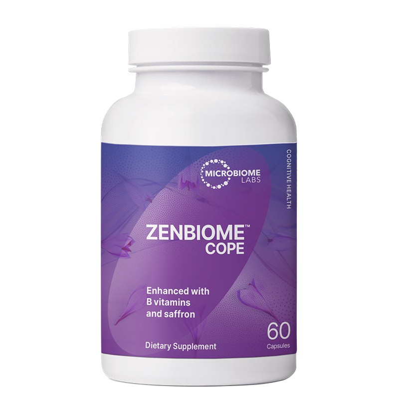 Снимка на Пробиотик 100 mg + Шафран 28 mg – Спокойствие и емоционален баланс, Zenbiome Cope™, 60 капсули, Microbiome Labs, цена 78.49 лв