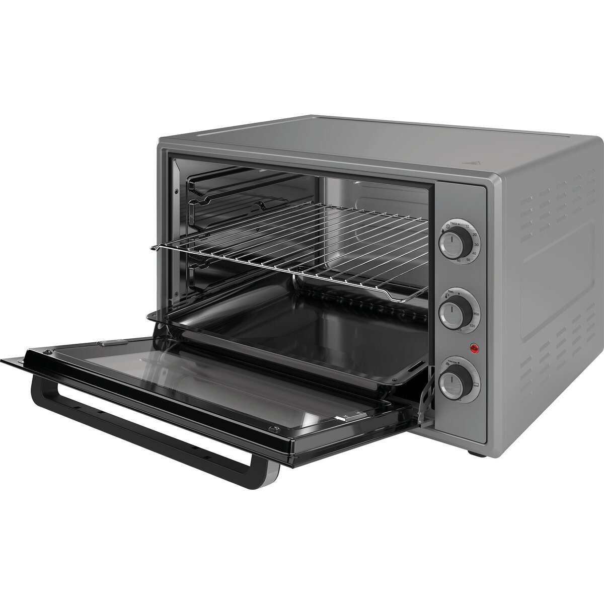 Електрическа фурна ELITE EMO-70300G, 70L, 2000W, Термостат, M-тип нагревател, Таймер, Сив от Technomanibg — продуктова снимка